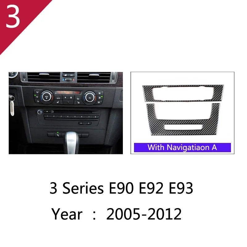 Carbon Fiber For BMW 3 Series E90 E92 E93 Inner Gearshift Air Conditioning CD Panel Door Armrest Cover Trim Sticker Accessories